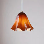 Pendant Light | Bell-Shaped Glass & Brass | Adjustable Cord, 11 in Diameter