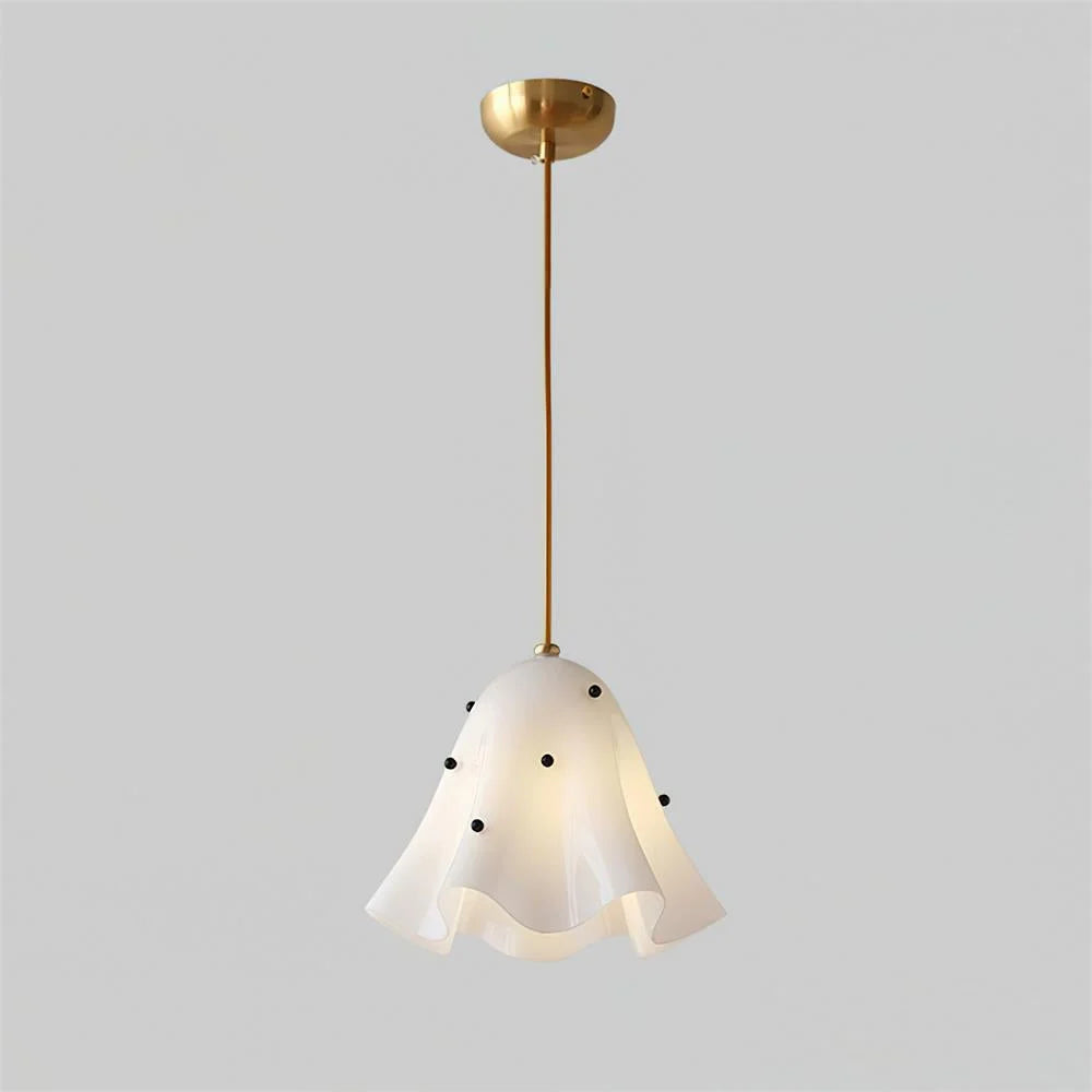 Pendant Light | Bell-Shaped Glass & Brass | Adjustable Cord, 11 in Diameter