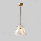 Pendant Light | Bell-Shaped Glass & Brass | Adjustable Cord, 11 in Diameter