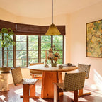 Pendant Light | Bell-Shaped Glass & Brass | Adjustable Cord, 11 in Diameter