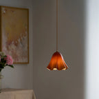 Pendant Light | Bell-Shaped Glass & Brass | Adjustable Cord, 11 in Diameter