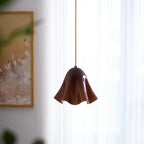 Pendant Light | Bell-Shaped Glass & Brass | Adjustable Cord, 11 in Diameter