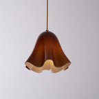 Pendant Light | Bell-Shaped Glass & Brass | Adjustable Cord, 11 in Diameter