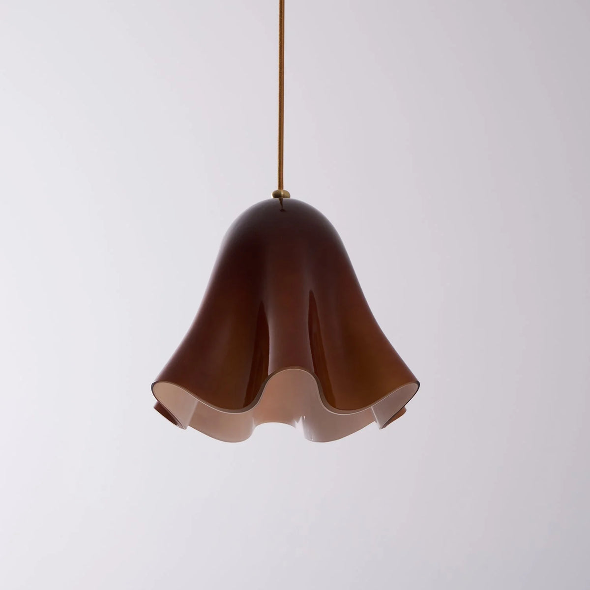 Pendant Light | Bell-Shaped Glass & Brass | Adjustable Cord, 11 in Diameter
