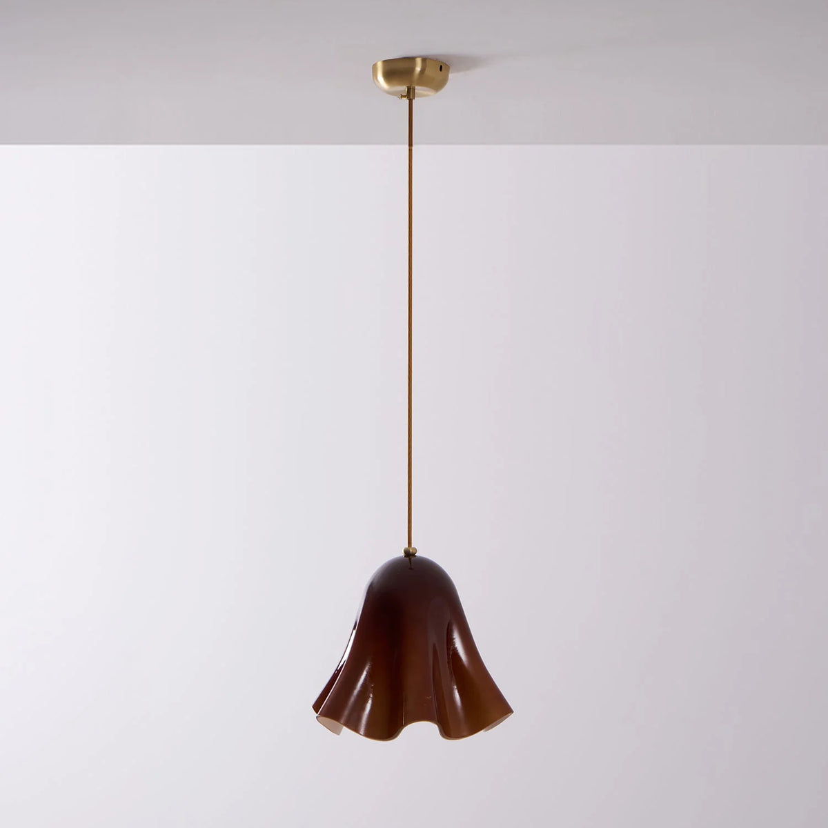 Pendant Light | Bell-Shaped Glass & Brass | Adjustable Cord, 11 in Diameter