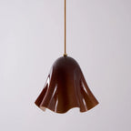 Pendant Light | Bell-Shaped Glass & Brass | Adjustable Cord, 11 in Diameter