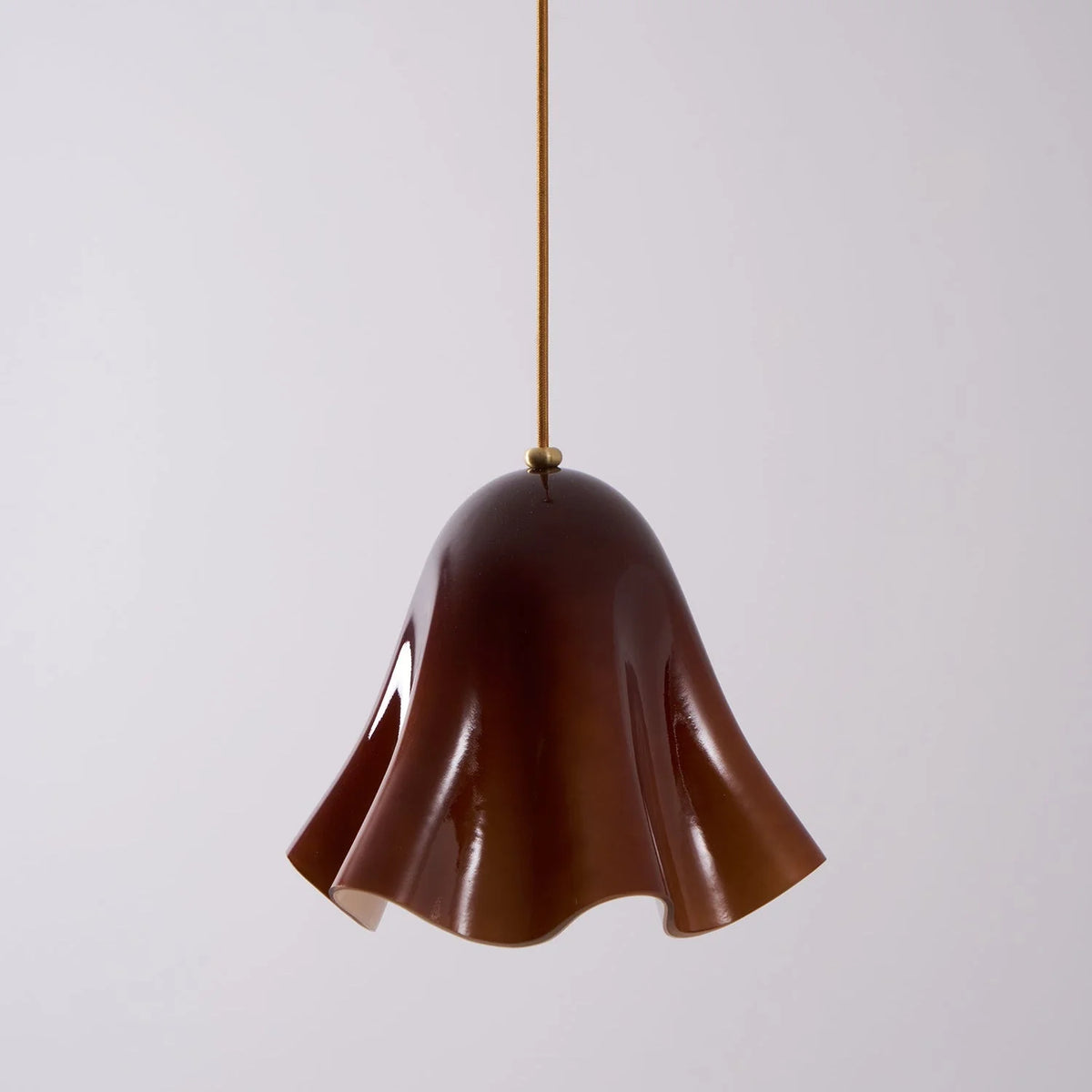 Pendant Light | Bell-Shaped Glass & Brass | Adjustable Cord, 11 in Diameter