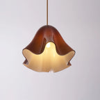Pendant Light | Bell-Shaped Glass & Brass | Adjustable Cord, 11 in Diameter