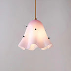 Pendant Light | Bell-Shaped Glass & Brass | Adjustable Cord, 11 in Diameter