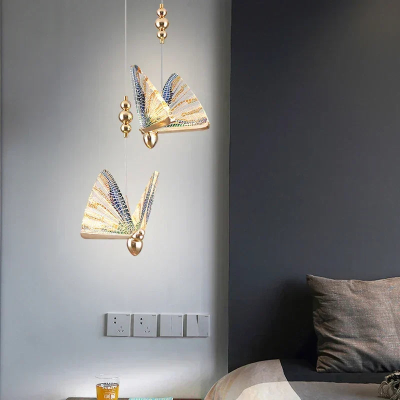 Pendant Light | Butterfly Metal Frame & Warm LED