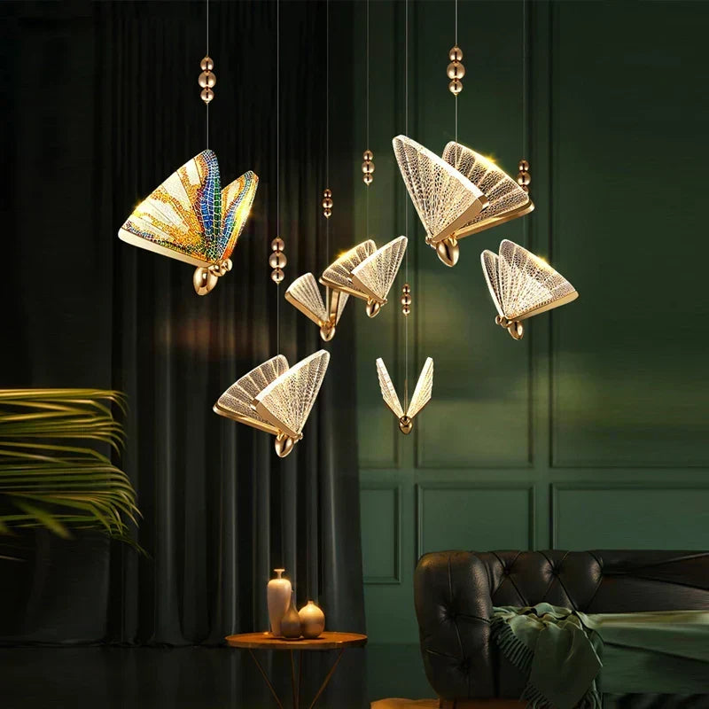 Pendant Light | Butterfly Metal Frame & Warm LED