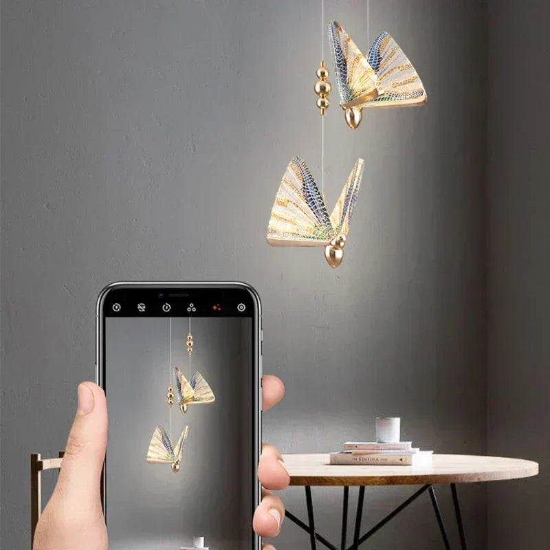 Pendant Light | Butterfly Metal Frame & Warm LED