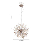 Pendant Light | Dandelion Starburst & Wood Beads | Adjustable Height