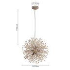 Pendant Light | Dandelion Starburst & Wood Beads | Adjustable Height