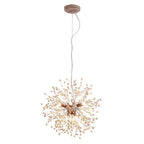 Pendant Light | Dandelion Starburst & Wood Beads | Adjustable Height
