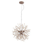 Pendant Light | Dandelion Starburst & Wood Beads | Adjustable Height