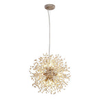 Pendant Light | Dandelion Starburst & Wood Beads | Adjustable Height