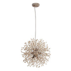 Pendant Light | Dandelion Starburst & Wood Beads | Adjustable Height