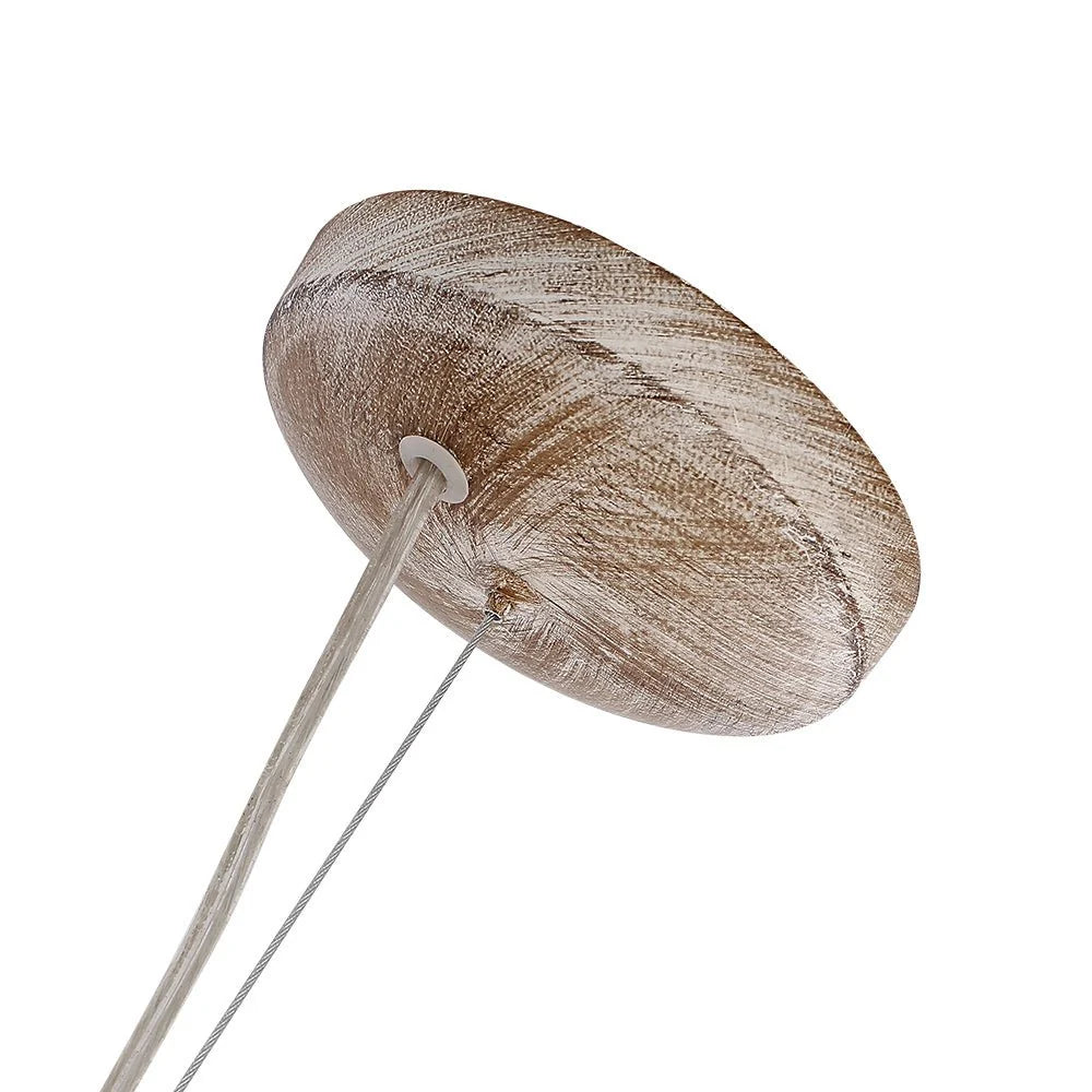 Pendant Light | Dandelion Starburst & Wood Beads | Adjustable Height