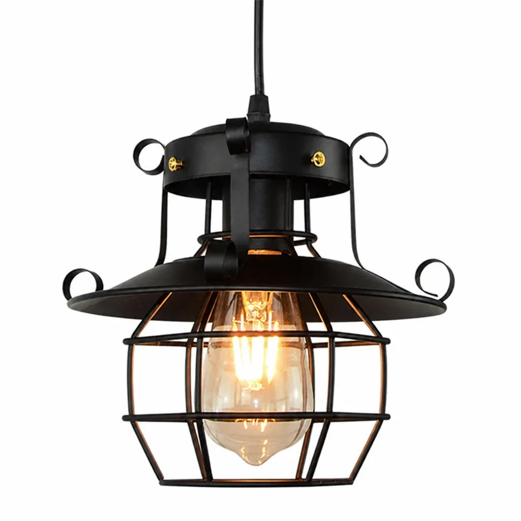Pendant Light | Industrial Open Metal Cage | Adjustable Cable Up To 100 cm