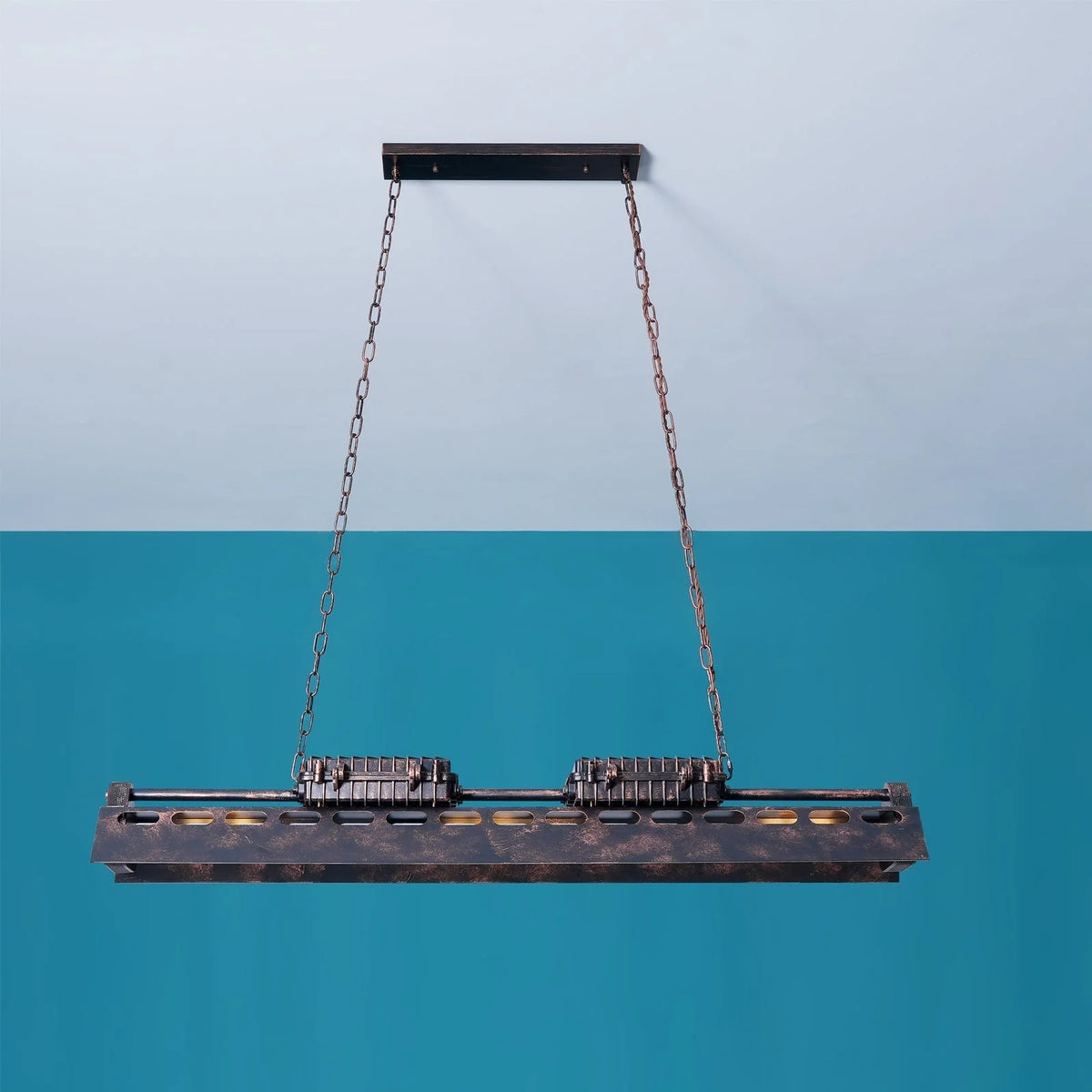 Pendant Light | Industrial Steampunk Metal Shade & Adjustable Chain | For Bar & Kitchen
