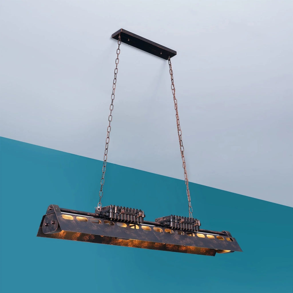 Pendant Light | Industrial Steampunk Metal Shade & Adjustable Chain | For Bar & Kitchen