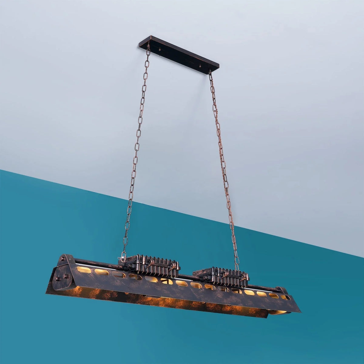 Pendant Light | Industrial Steampunk Metal Shade & Adjustable Chain | For Bar & Kitchen