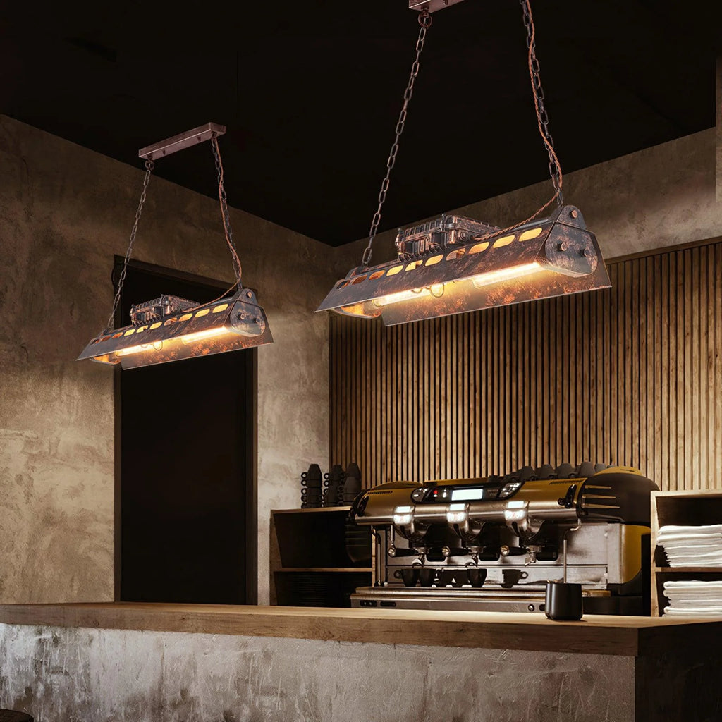 Pendant Light | Industrial Steampunk Metal Shade & Adjustable Chain | For Bar & Kitchen
