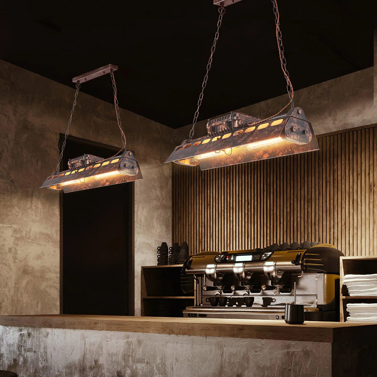 Pendant Light | Industrial Steampunk Metal Shade & Adjustable Chain | For Bar & Kitchen