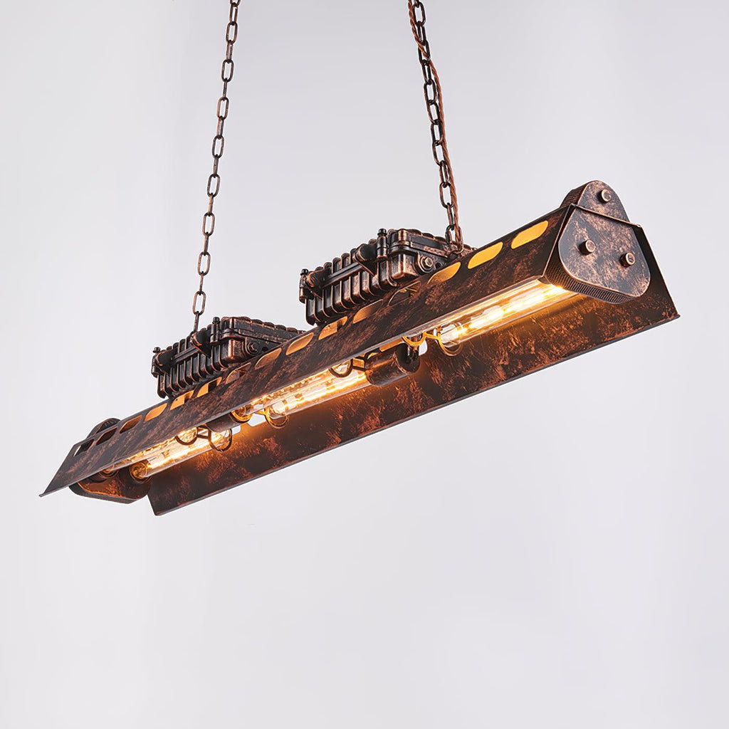 Pendant Light | Industrial Steampunk Metal Shade & Adjustable Chain | For Bar & Kitchen