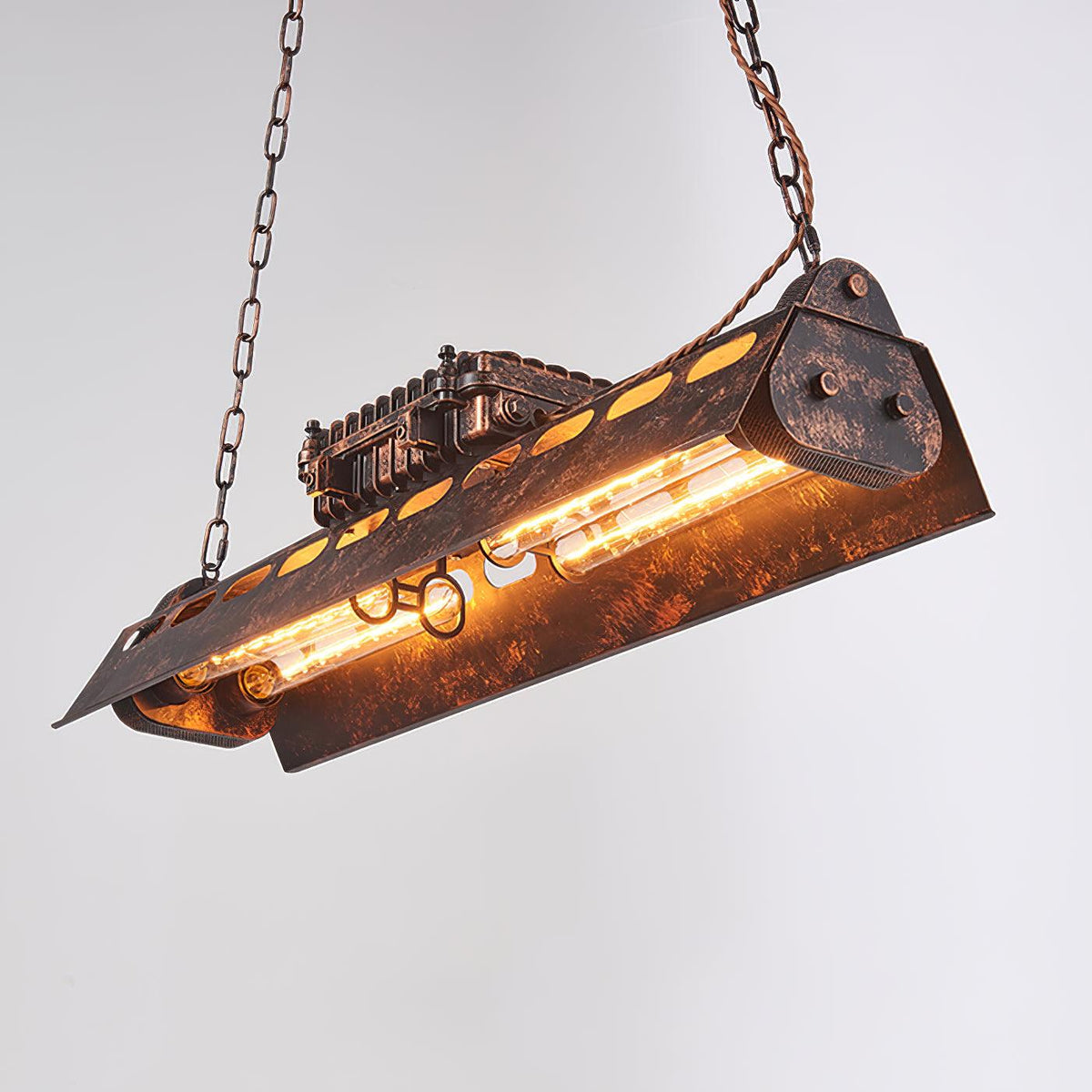 Pendant Light | Industrial Steampunk Metal Shade & Adjustable Chain | For Bar & Kitchen