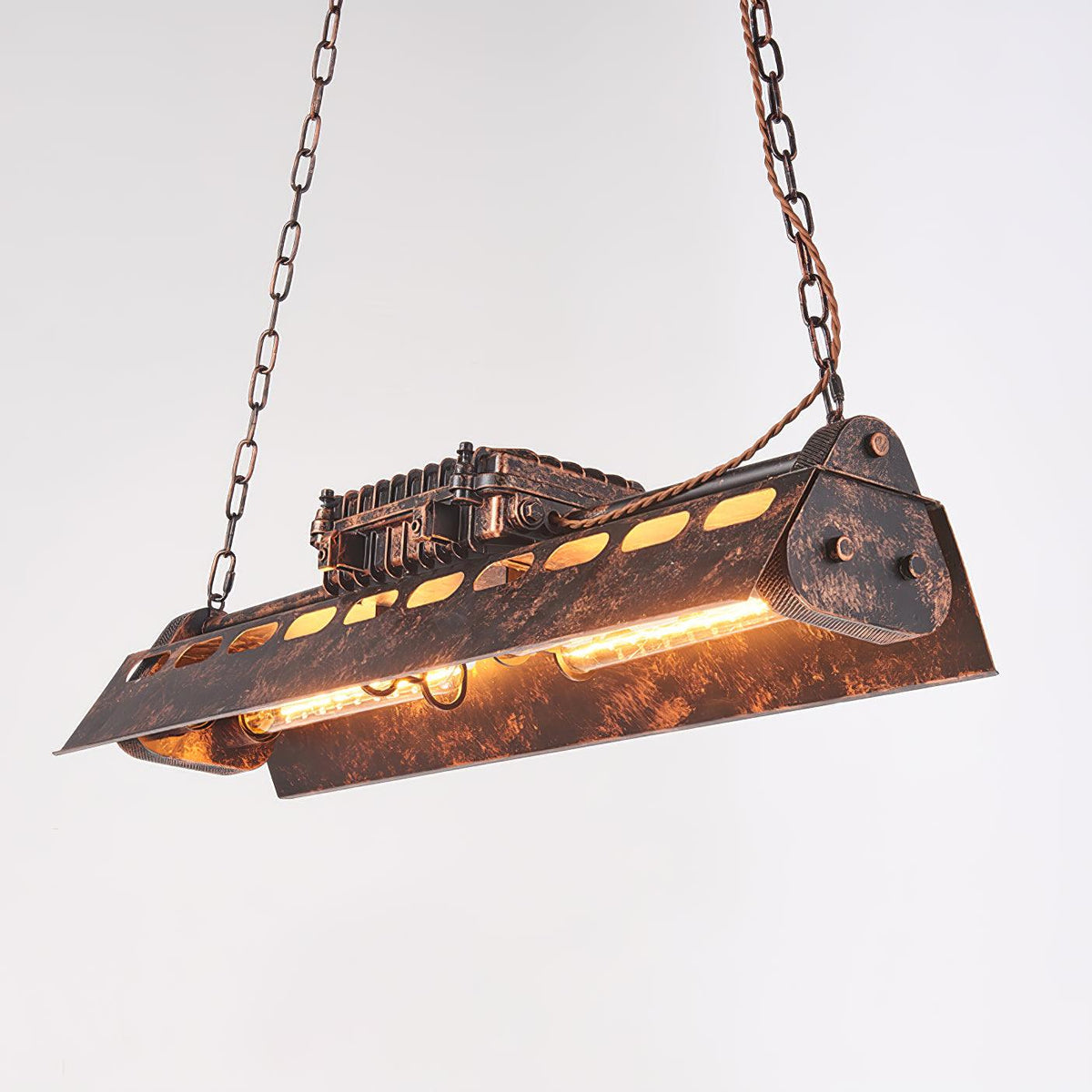 Pendant Light | Industrial Steampunk Metal Shade & Adjustable Chain | For Bar & Kitchen
