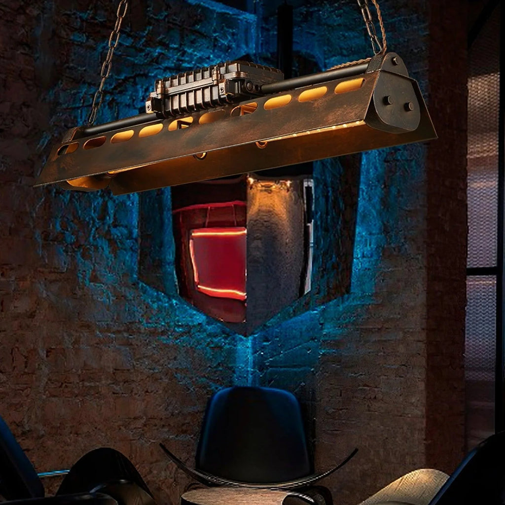 Pendant Light | Industrial Steampunk Metal Shade & Adjustable Chain | For Bar & Kitchen
