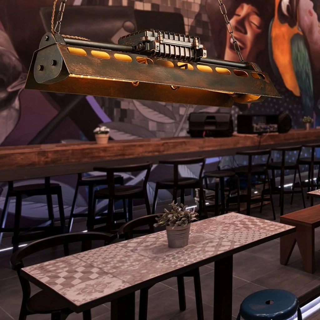 Pendant Light | Industrial Steampunk Metal Shade & Adjustable Chain | For Bar & Kitchen