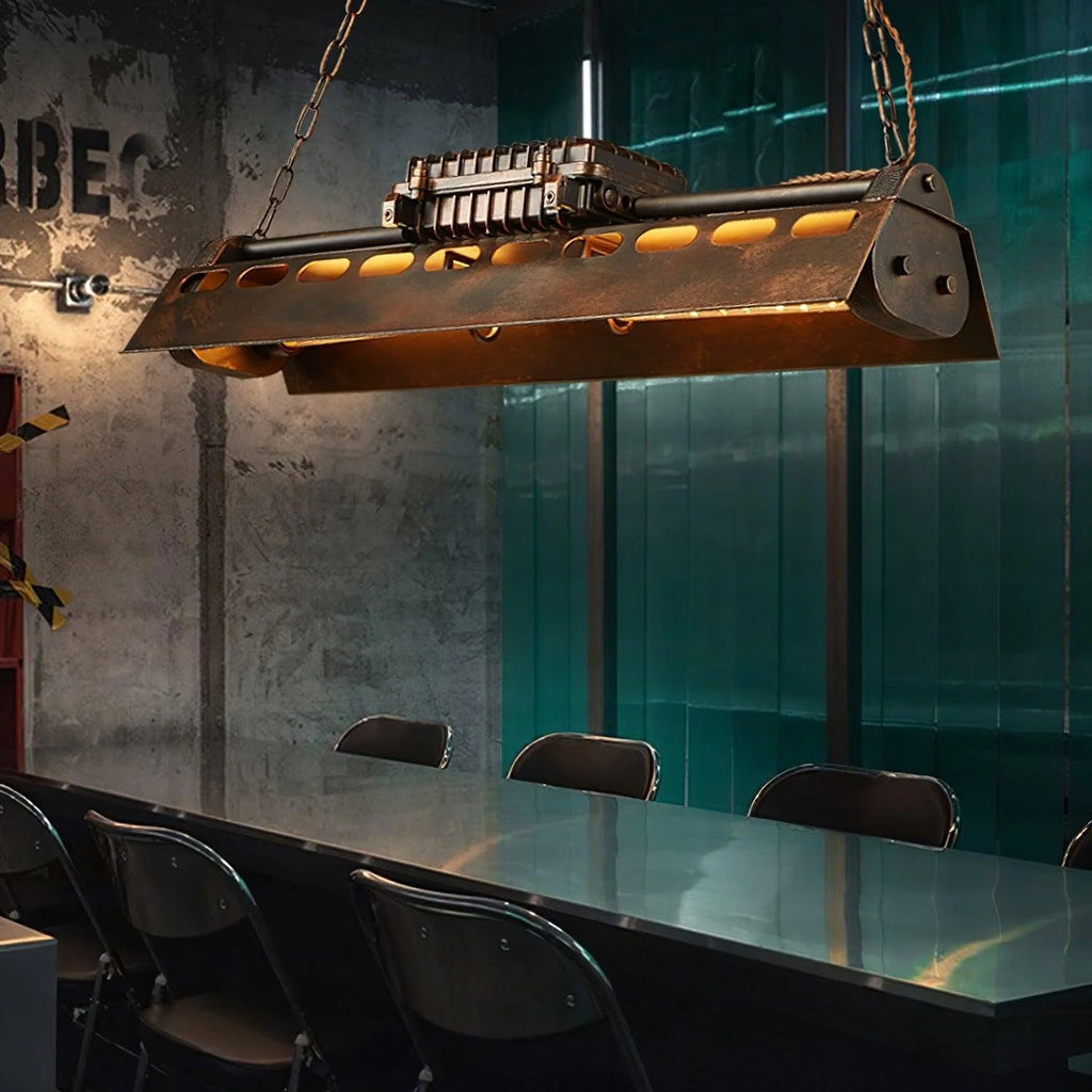Pendant Light | Industrial Steampunk Metal Shade & Adjustable Chain | For Bar & Kitchen