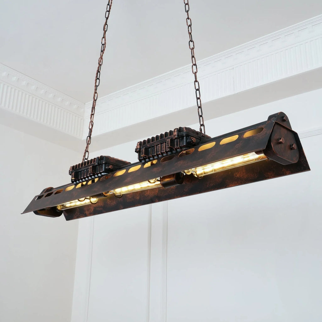 Pendant Light | Industrial Steampunk Metal Shade & Adjustable Chain | For Bar & Kitchen