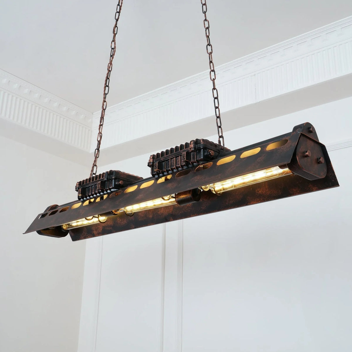 Pendant Light | Industrial Steampunk Metal Shade & Adjustable Chain | For Bar & Kitchen