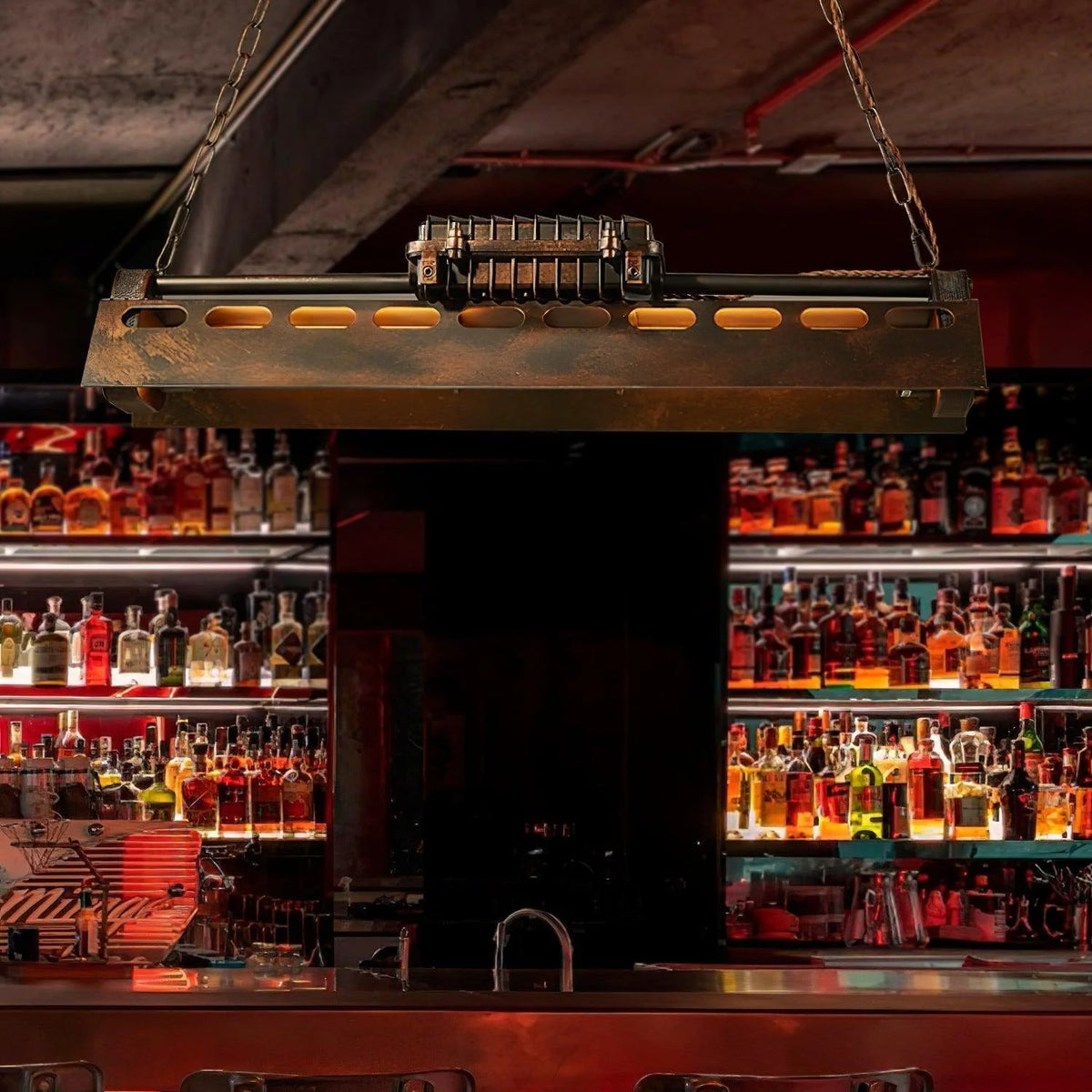 Pendant Light | Industrial Steampunk Metal Shade & Adjustable Chain | For Bar & Kitchen