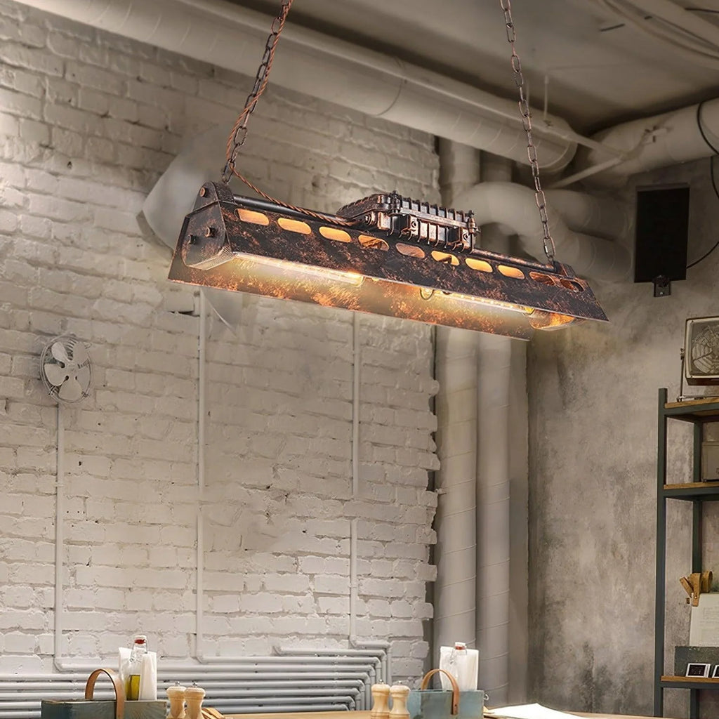 Pendant Light | Industrial Steampunk Metal Shade & Adjustable Chain | For Bar & Kitchen