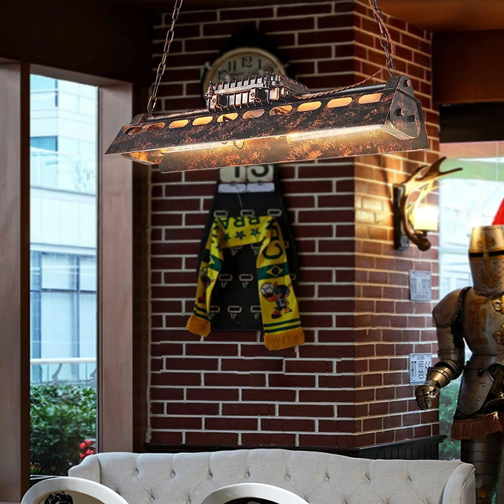 Pendant Light | Industrial Steampunk Metal Shade & Adjustable Chain | For Bar & Kitchen