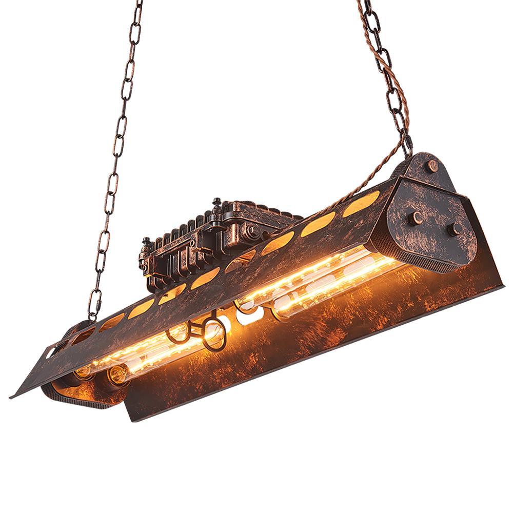 Pendant Light | Industrial Steampunk Metal Shade & Adjustable Chain | For Bar & Kitchen