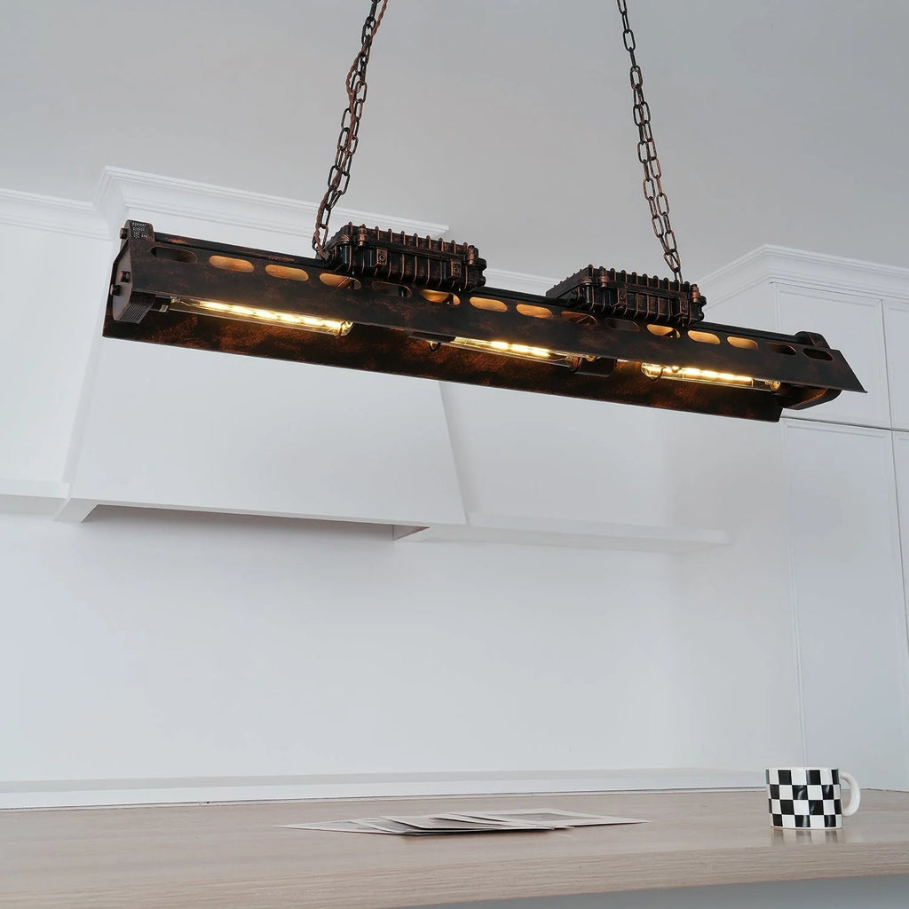 Pendant Light | Industrial Steampunk Metal Shade & Adjustable Chain | For Bar & Kitchen