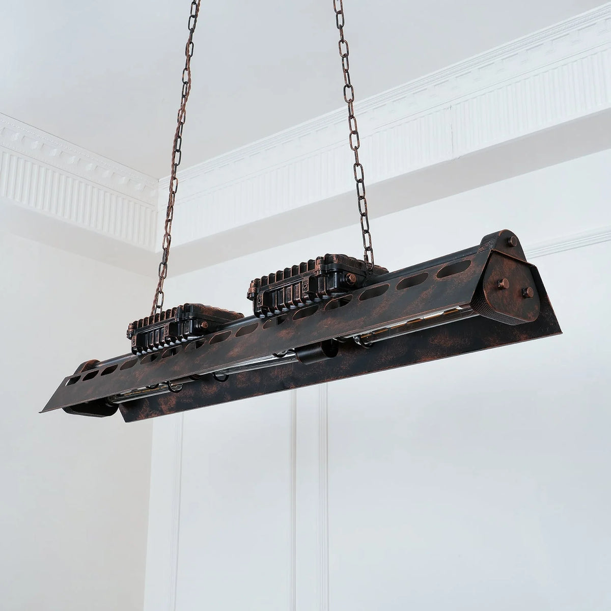 Pendant Light | Industrial Steampunk Metal Shade & Adjustable Chain | For Bar & Kitchen