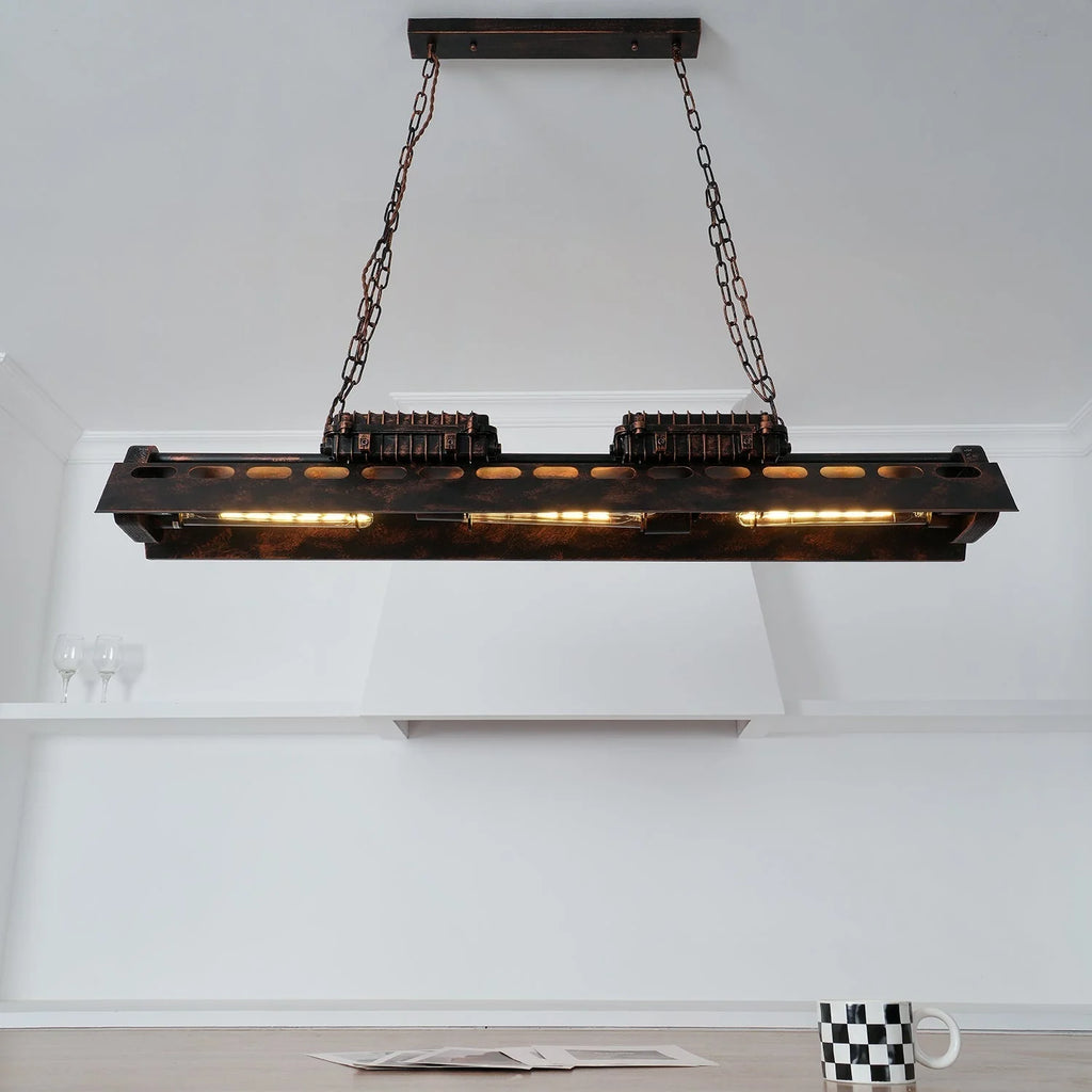 Pendant Light | Industrial Steampunk Metal Shade & Adjustable Chain | For Bar & Kitchen