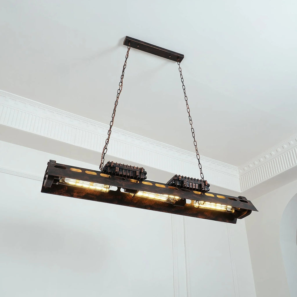 Pendant Light | Industrial Steampunk Metal Shade & Adjustable Chain | For Bar & Kitchen