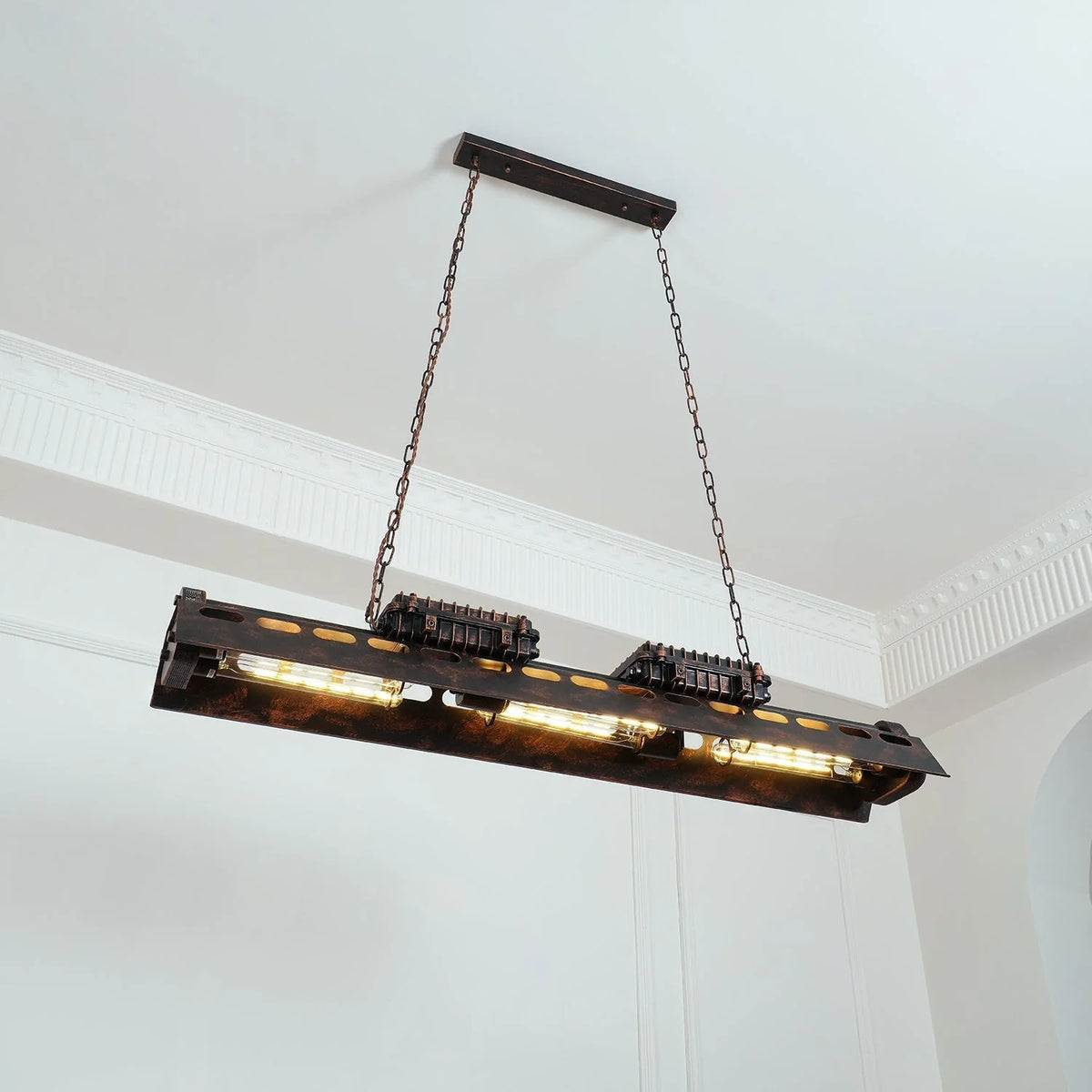 Pendant Light | Industrial Steampunk Metal Shade & Adjustable Chain | For Bar & Kitchen