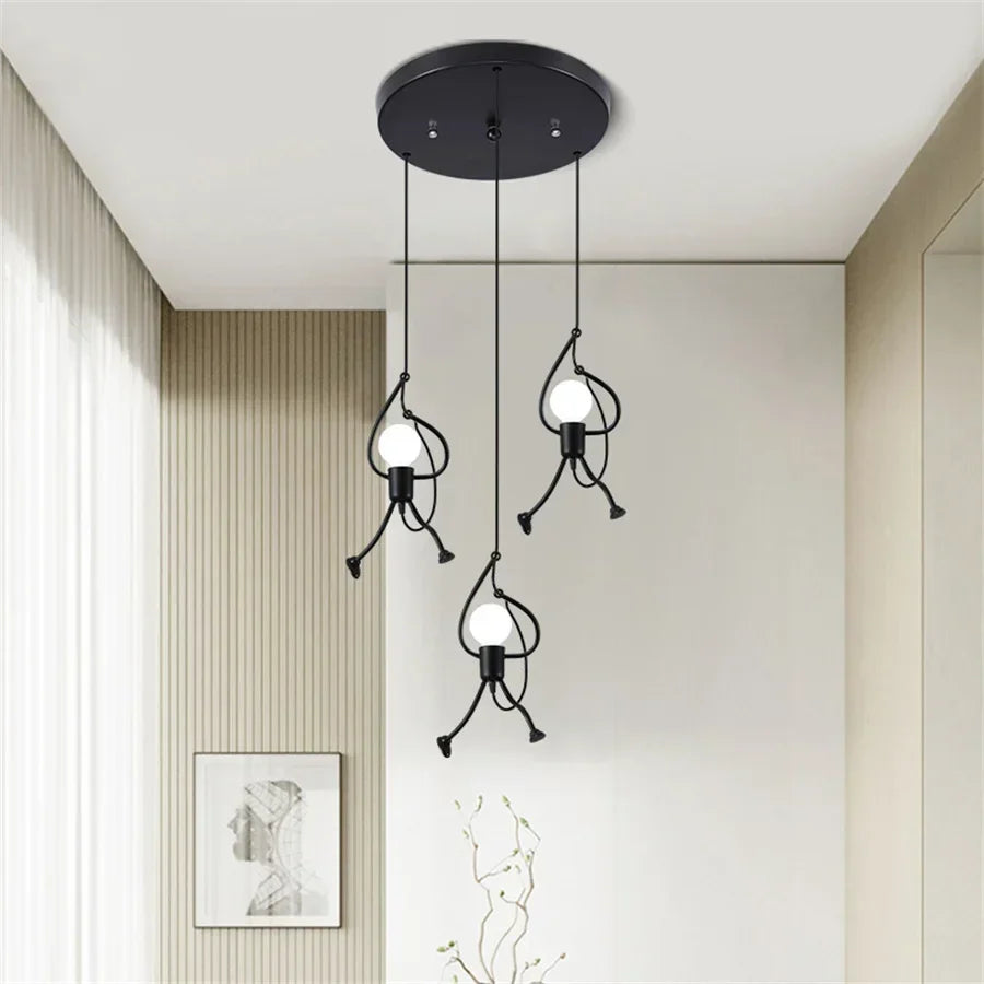 Pendant Light | Iron & Wood Playful Figurative Design | 30 x 15 x 20 cm
