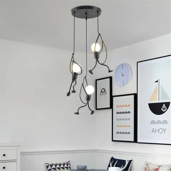 Pendant Light | Iron & Wood Playful Figurative Design | 30 x 15 x 20 cm