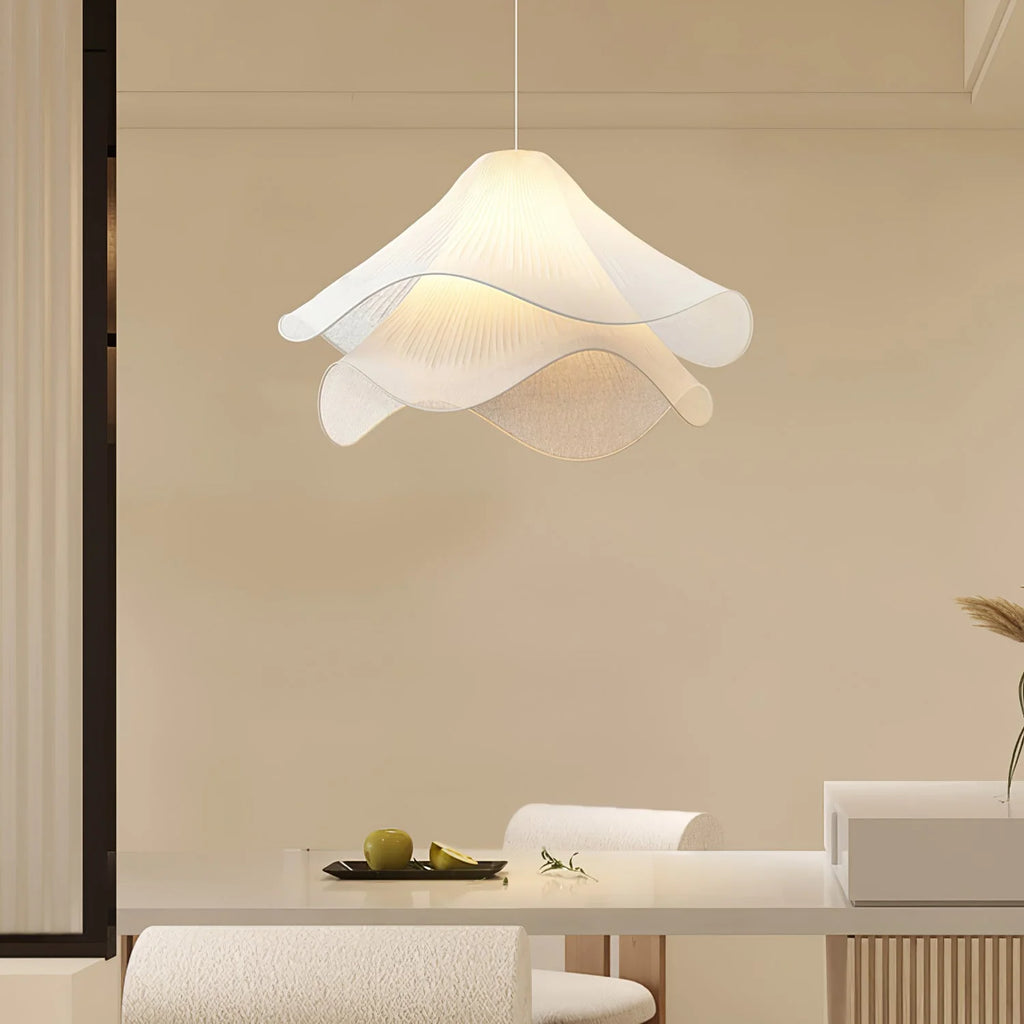 Pendant Light | Metal & Fabric Art Deco Bloom | Adjustable Cord