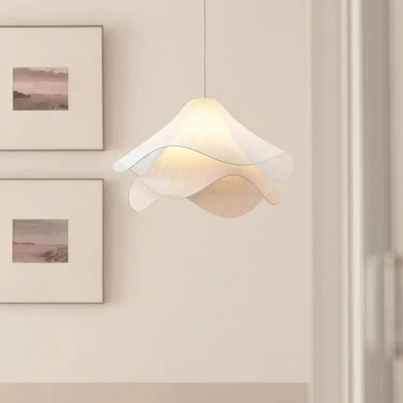 Pendant Light | Metal & Fabric Art Deco Bloom | Adjustable Cord